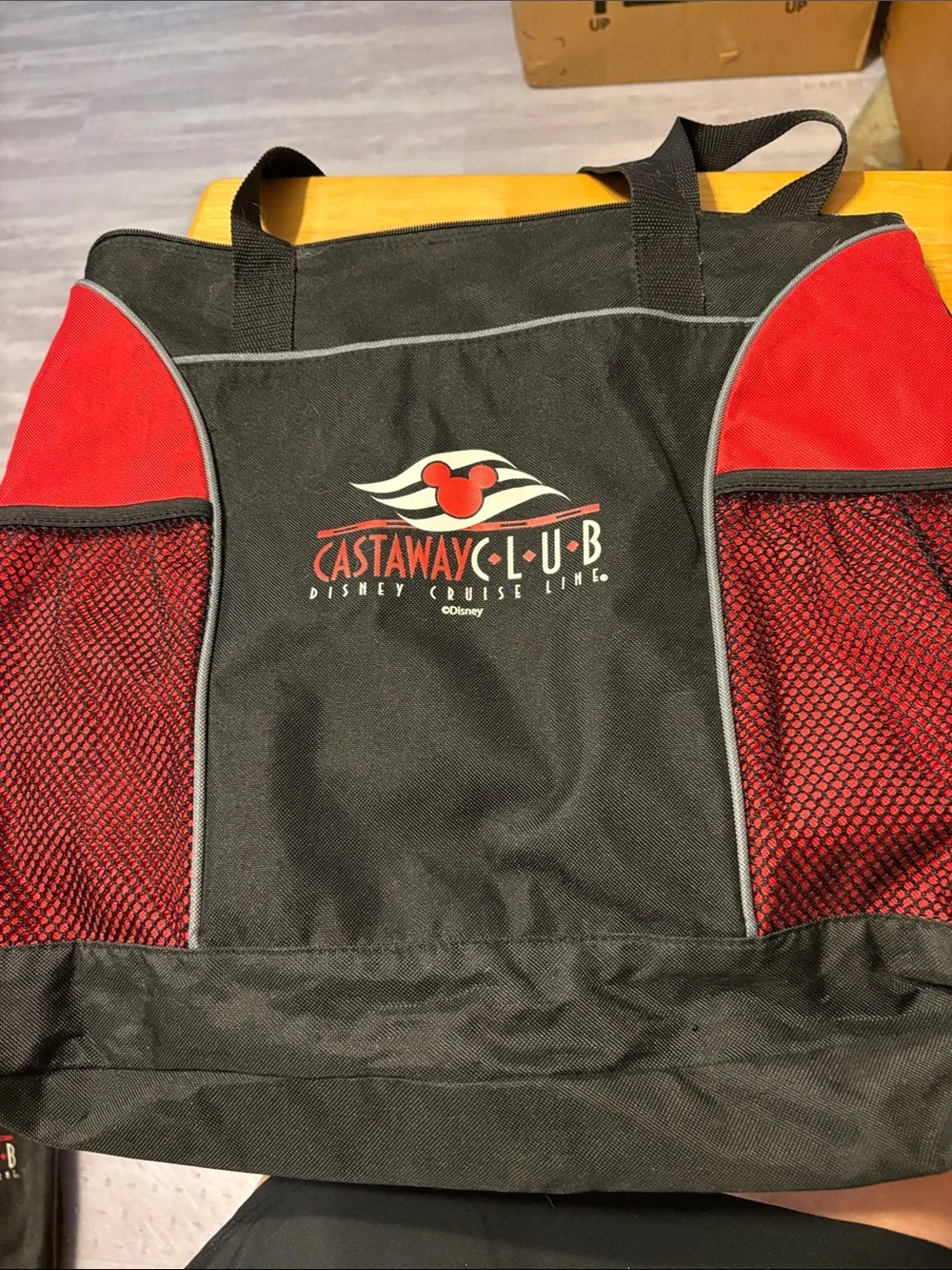 Disney Castaway Club Black and Red Duffel Tote